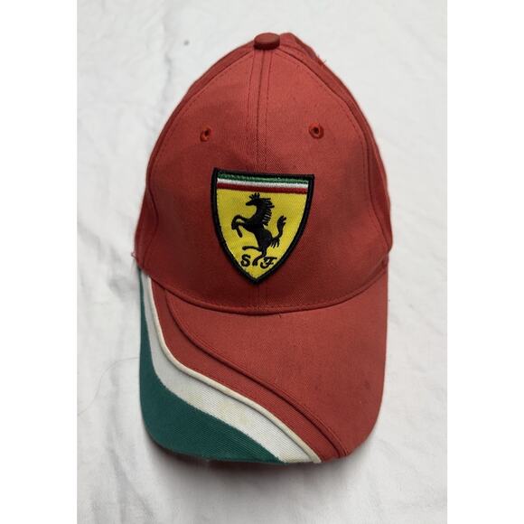 FERRARI Hat Color Red Italian Flag One Size Adjustable Cap - Picture 1 of 13